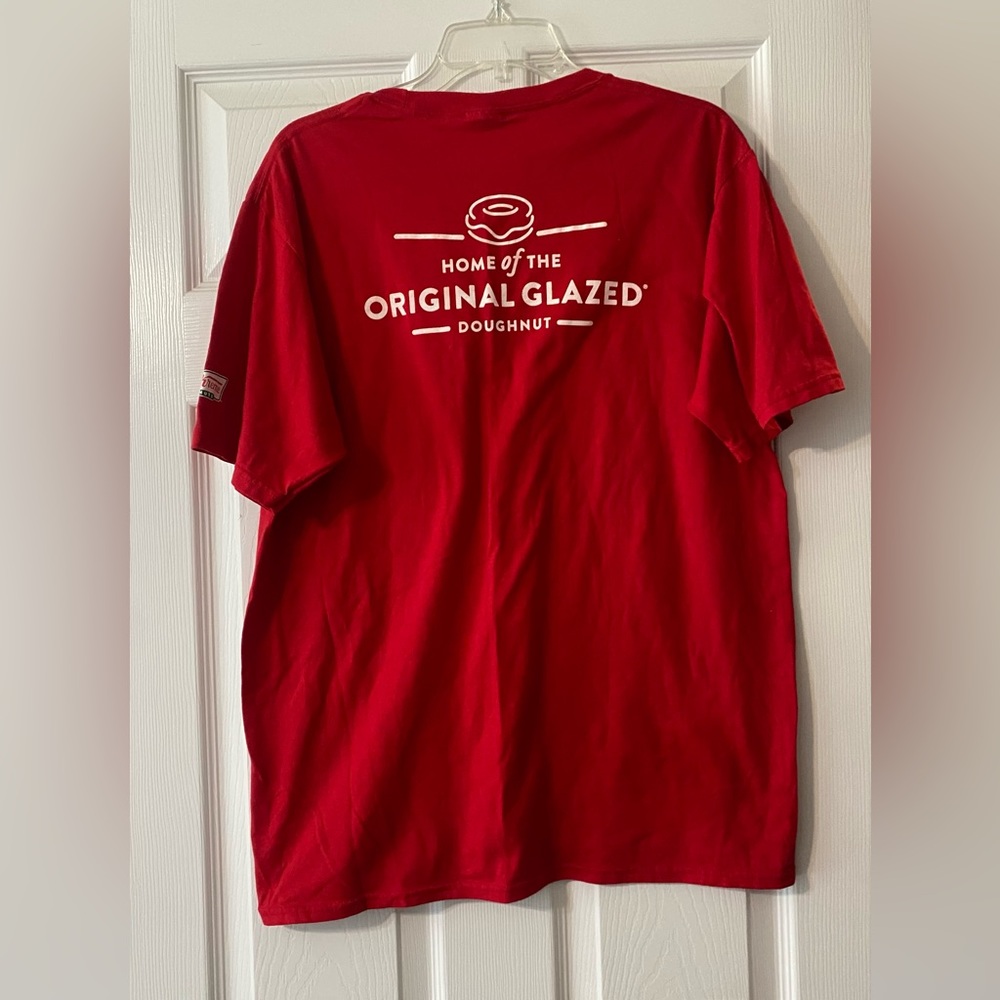 Krispy Kreme short sleeve shirt is a size Large.